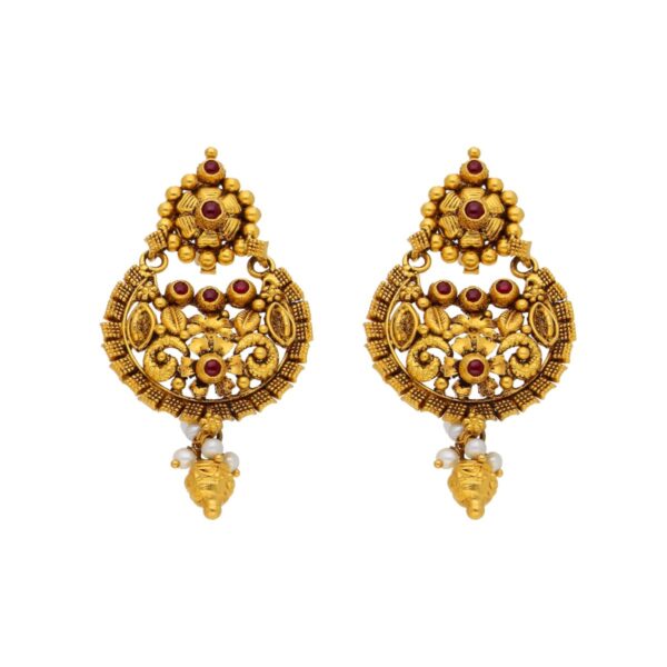 22KT Nakshi Chandbali Gold Earrings