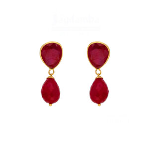 22KT Studd With Hanging Style Contemporary Gold Earrings