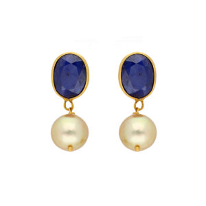 22KT Studd With Hanging Style Contemporary Gold Earrings