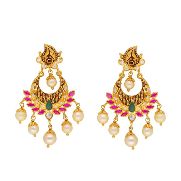 22KT Modern Designer Gold Chandbalis