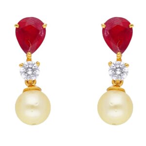 22KT Studd With Hanging Style Handcrafted Gold Earrings