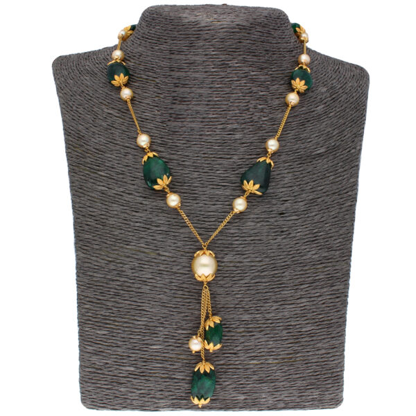 22KT 916 Emerald Pearl Gold Chain