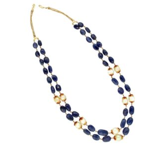 Blue-Saphire with Pearl Gold Chain