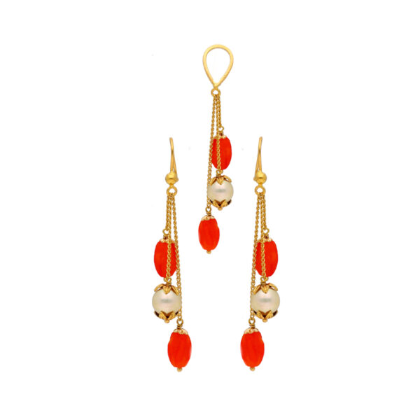 Gold Ruby Southsea Pearl Pendant Set