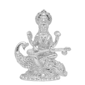 Peacock Saraswati Silver Idols