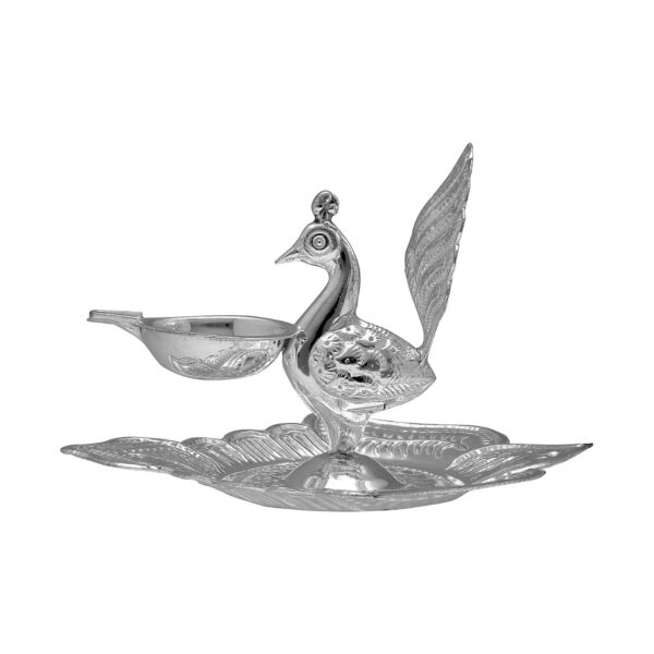 Peacock Silver Diya