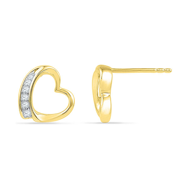 18 Kt Gold Glossy Heart Diamond Earrings