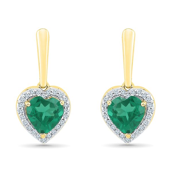 Single Heart Emerald Diamond Earrings