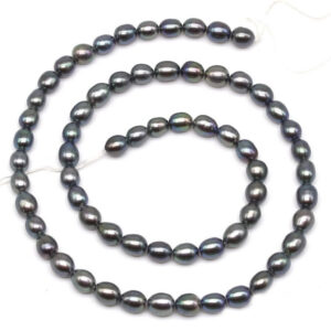 Freshwater Oval Pearl String-Black