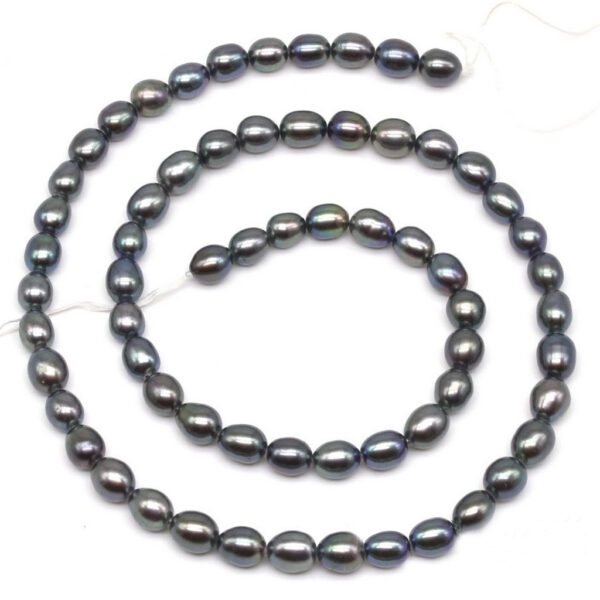 Freshwater Oval Pearl String-Black