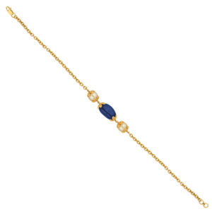 22kt Gold Blue Sapphire Fresh Water Pearl Bracelet