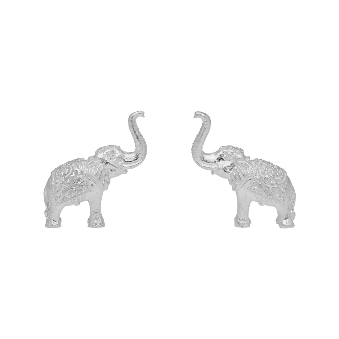 Diamond 18K White Gold Blue Sapphire Elephant Earrings [E0045]