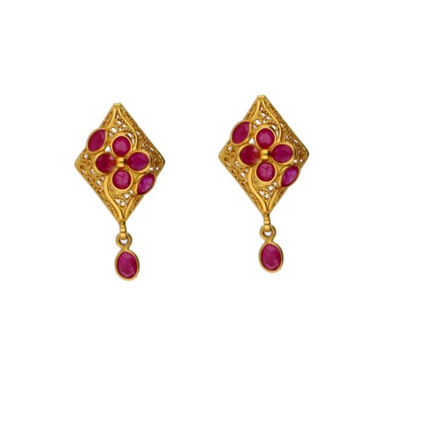 22KT Rubies Handcraft Gold Earrings