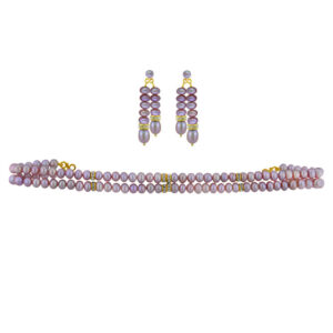 2 String Peach Pearl Choker Set