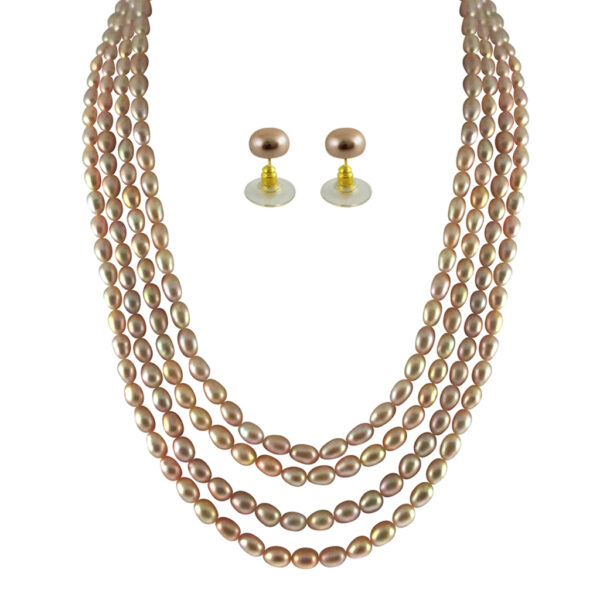 4 String Pink Oval Pearl Set