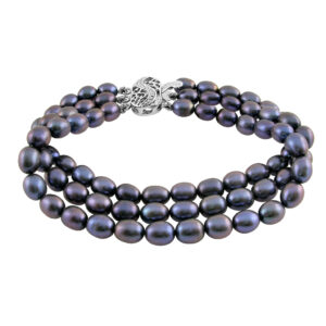 Fashionable Three String Grey Pearl Bracelet