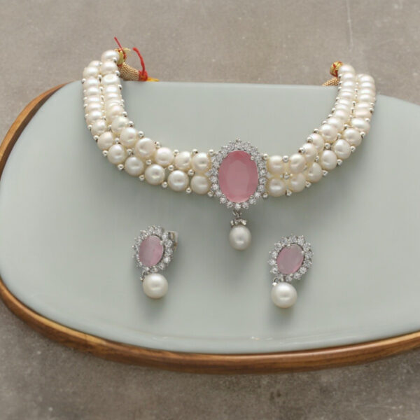 Designer 2 Lines White Pearl Choker Jagdamba Pearls