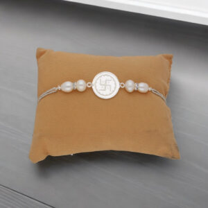 Swastik Design Pure Silver Rakhi