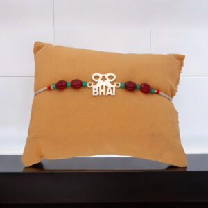 Elegant Colorful Pure Silver Bhai Rakhi