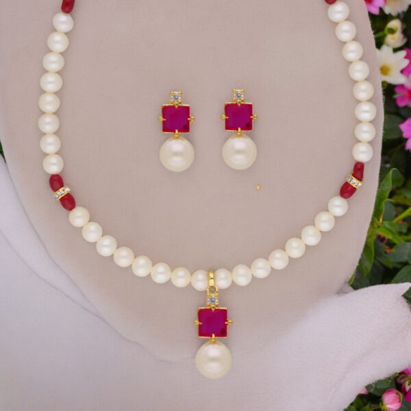 Classic Red Pearl Pendant Set