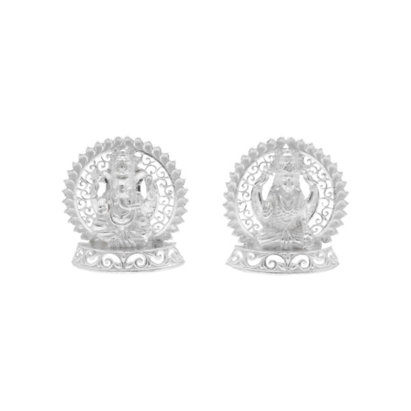 54 Grams Silver Round Ganesh Laxmi Pair Idols (Big)
