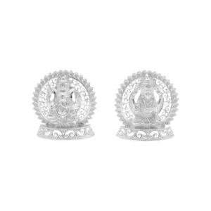 34 Grams Silver Round Ganesh Laxmi Pair Idols (Small)