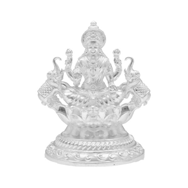 30 Grams Silver Laxmi with Elephants Round Base Idol