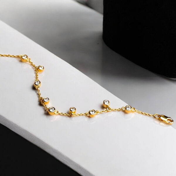 925 Sterling Silver Amor Zircon Gold Plated Bracelet
