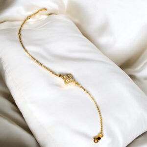 925 Sterling Silver Pretty Women Gold Plated Zircon Bracelet