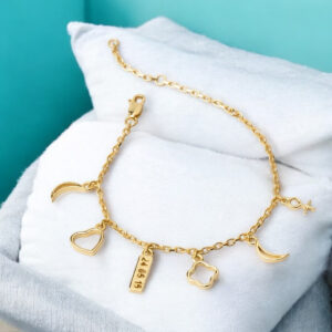 925 Sterling Silver Charm My Way Gold Bracelet