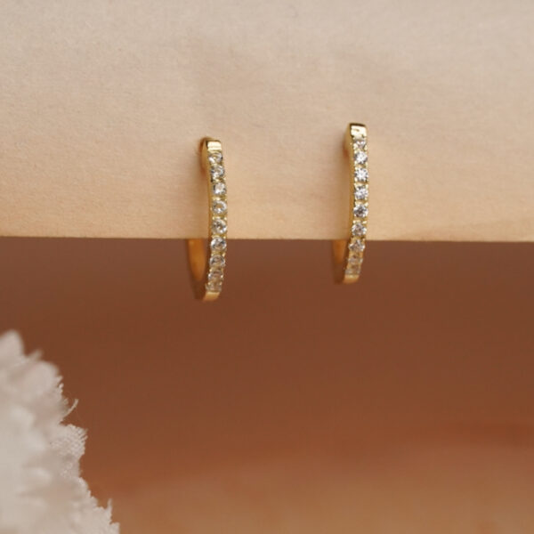 925 Sterling Silver Star Studded Zircon Gold Plated Hoop Earrings