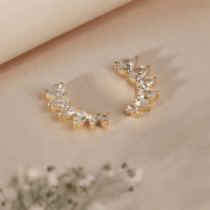 925 Sterling Silver Solitaire Gold Plated Earring