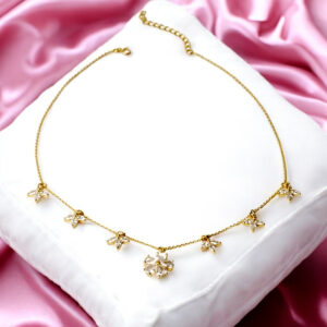 925 Sterling Silver Flower Cluster Zircon Necklace